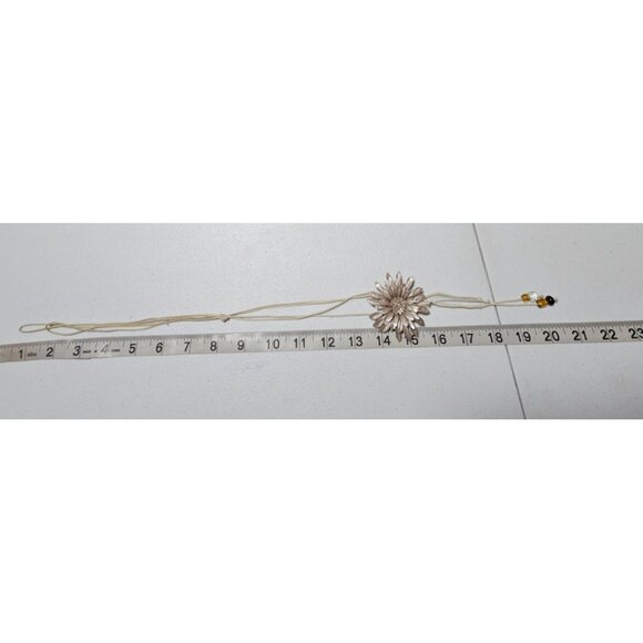 Handcrafted Silver Flower Beaded Cord Necklace Statement Fashion Jewelry Women - Picture 6 of 7